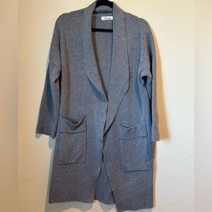 Elegant Gray Shawl Collar Cardigan